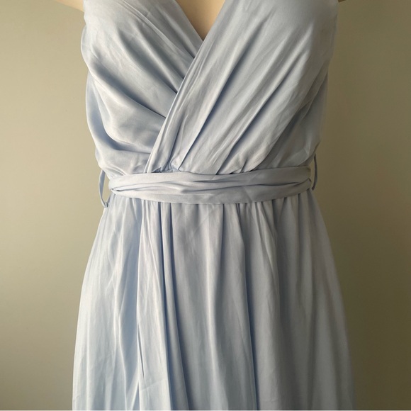 Hello Molly High Low Flowy Handkerchief Midi Dress Belted Ice Blue Size 4 - Picture 5 of 10